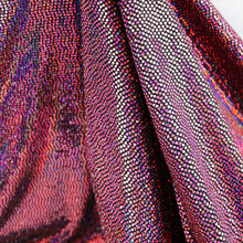 Load image into Gallery viewer, 52" Cuttable Width, 200GSM, 2-Way Stretch Metallic Nylon/Polyester/Spandex with RED Hologram Sequins Knit Fabric by the Yard