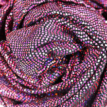 Load image into Gallery viewer, 52" Cuttable Width, 200GSM, 2-Way Stretch Metallic Nylon/Polyester/Spandex with RED Hologram Sequins Knit Fabric by the Yard