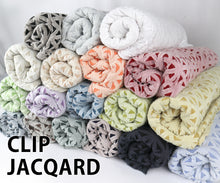 Load image into Gallery viewer, 20-COLOR 56/58" 115gsm Cotton/Poly/Span Clip Jacquard Single Knit Fabric by the Yard