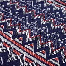 Load image into Gallery viewer, 58-60" Blue-Red Chevron Polyester/Spandex ITY Knit Jersey Fabric with Puff by the Yard