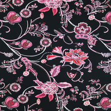 Load image into Gallery viewer, 58/60" 200GSM Pink Flower Patterned Venezia Knit Stretchy Fabric with Puff by the Yard