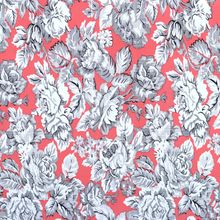 Load image into Gallery viewer, 58/60" 200GSM Coral&Skyblue Flower Patterned Venezia Knit Fabric with Puff by the Yard