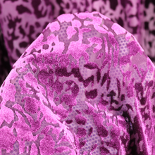 Load image into Gallery viewer, 58/60" Purple Flower Pattern N/P Span Velvet Burn Out P/D Fabric by the Yard