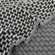 Load image into Gallery viewer, Black-Ivory Cotton Poly Span Jacquard Fabric by the Yard