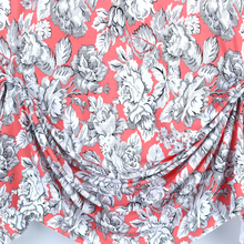 Load image into Gallery viewer, 58/60" 200GSM Coral&Skyblue Flower Patterned Venezia Knit Fabric with Puff by the Yard