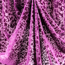 Load image into Gallery viewer, 58/60" Purple Flower Pattern N/P Span Velvet Burn Out P/D Fabric by the Yard