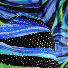 Load image into Gallery viewer, Blue-Green Wave Design Dew-Drops Single Span Jacquard Printed Fabric by the Yard