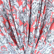 Load image into Gallery viewer, 58/60" 200GSM Coral&Skyblue Flower Patterned Venezia Knit Fabric with Puff by the Yard