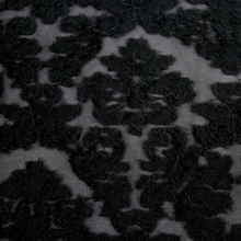 Load image into Gallery viewer, Navy & Black Floral Patterned Cotton/Poly Span Jacquard