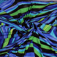 Load image into Gallery viewer, Blue-Green Wave Design Dew-Drops Single Span Jacquard Printed Fabric by the Yard
