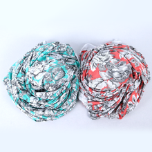 Load image into Gallery viewer, 58/60" 200GSM Coral&Skyblue Flower Patterned Venezia Knit Fabric with Puff by the Yard