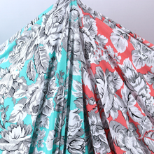 Load image into Gallery viewer, 58/60" 200GSM Coral&Skyblue Flower Patterned Venezia Knit Fabric with Puff by the Yard