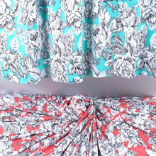 Load image into Gallery viewer, 58/60" 200GSM Coral&Skyblue Flower Patterned Venezia Knit Fabric with Puff by the Yard