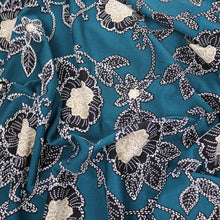 Load image into Gallery viewer, Flower Pattern Printed Polyester/Spandex ITY Knit Fabric with Puff by the Yard, 58-60", 200GSM