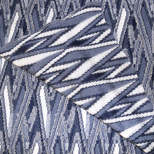 Load image into Gallery viewer, 58/60" Navy and White Diamond Patterned Terry Rayon Clip Knit Jacquard Fabric by the Yard