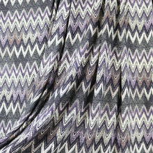 Load image into Gallery viewer, 60" Black-purple Wave design Polyester/Single Spandex Knit Jacquard Printed Fabric by the Yard
