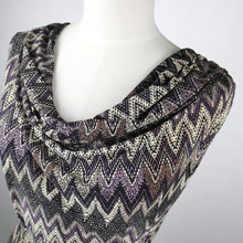 Load image into Gallery viewer, 60" Black-purple Wave design Polyester/Single Spandex Knit Jacquard Printed Fabric by the Yard