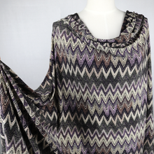Load image into Gallery viewer, 60" Black-purple Wave design Polyester/Single Spandex Knit Jacquard Printed Fabric by the Yard