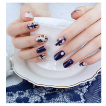 Load image into Gallery viewer, Zipkok® Gel Nail Strips - Russian Navy Antique Flower
