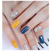 Load image into Gallery viewer, Zipkok® Gel Nail Strips - Navymustard Tweedcheck