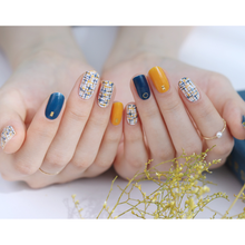Load image into Gallery viewer, Zipkok® Gel Nail Strips - Navymustard Tweedcheck