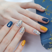 Load image into Gallery viewer, Zipkok® Gel Nail Strips - Navymustard Tweedcheck