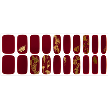 Load image into Gallery viewer, Zipkok® Gel Nail Strips - Burgundy Foil Art