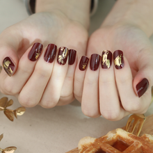 Load image into Gallery viewer, Zipkok® Gel Nail Strips - Burgundy Foil Art