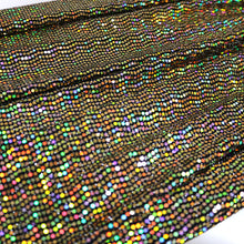 Load image into Gallery viewer, 52" Cuttable Width, 200GSM, 2-Way Stretch Metallic Nylon/Polyester/Spandex with Gold Hologram Sequins Knit Fabric by the Yard