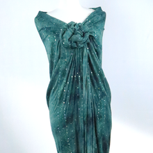 Load image into Gallery viewer, 58/60" 200GSM Dignity-Green Polyeste/Spandex Kimo Gomez Embroidery with Spangles Fabric by the Yard