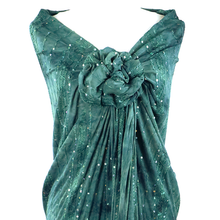 Load image into Gallery viewer, 58/60" 200GSM Dignity-Green Polyeste/Spandex Kimo Gomez Embroidery with Spangles Fabric by the Yard