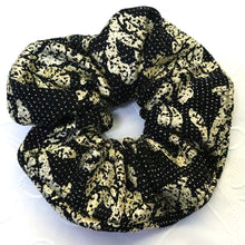 Load image into Gallery viewer, Handmade Black Fabric with Gold Foil Hair Scrunchies Hair Bands Hair Accessories