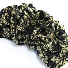 Load image into Gallery viewer, Handmade Black Fabric with Gold Foil Hair Scrunchies Hair Bands Hair Accessories