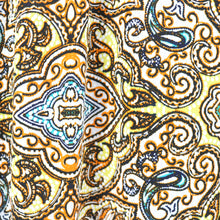 Load image into Gallery viewer, 58/60" 200GSM Yellow/Orange pattern ITY Knit Fabric with Puff by the Yard