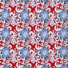 Load image into Gallery viewer, Blue Flowers with Red Background Fabric with Puff