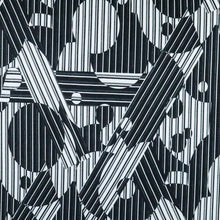 Load image into Gallery viewer, 58-60" 185GSM Black/White Geometric Stripe Pattern Polyester/Spandex Knit Jacquard Fabric by the Yard