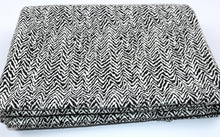Load image into Gallery viewer, 52/54" Black and White Herringbone Pattern Cotton/Polyester/Spandex Knit Jacquard Fabric by the Yard
