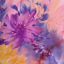 Load image into Gallery viewer, 58/60" 180GSM PURPLE-ORANGE Flower Tie-Dyed Paper Printed Polyester Single Spandex Knit Jacquard Fabric by the Yard