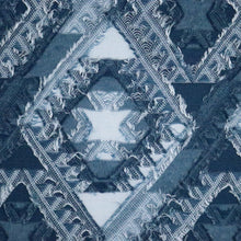 Load image into Gallery viewer, Blue Diamond Patterned Terry Rayon Clip Jacquard
