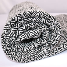 Load image into Gallery viewer, 52/54" Black and White Herringbone Pattern Cotton/Polyester/Spandex Knit Jacquard Fabric by the Yard
