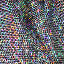 Load image into Gallery viewer, 52" Cuttable Width, 200GSM, 2-Way Stretch Metallic Nylon/Polyester/Spandex with Silver Hologram Sequins Knit Fabric by the Yard