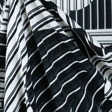 Load image into Gallery viewer, 58-60" 185GSM Black/White Geometric Stripe Pattern Polyester/Spandex Knit Jacquard Fabric by the Yard