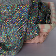 Load image into Gallery viewer, 52" Cuttable Width, 200GSM, 2-Way Stretch Metallic Nylon/Polyester/Spandex with Silver Hologram Sequins Knit Fabric by the Yard