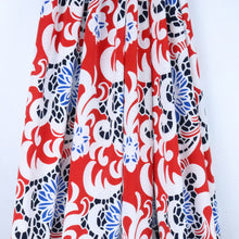 Load image into Gallery viewer, Blue Flowers with Red Background Fabric with Puff