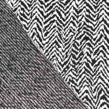 Load image into Gallery viewer, 52/54" Black and White Herringbone Pattern Cotton/Polyester/Spandex Knit Jacquard Fabric by the Yard