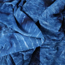 Load image into Gallery viewer, 58/60" Tie-Dyed Blue Polyester/Spandex Knit Hukuro Fabric with Stripes by the Yard