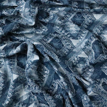 Load image into Gallery viewer, Blue Diamond Patterned Terry Rayon Clip Jacquard