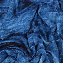 Load image into Gallery viewer, 58/60" Tie-Dyed Blue Polyester/Spandex Knit Hukuro Fabric with Stripes by the Yard