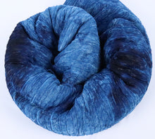 Load image into Gallery viewer, 58/60" Tie-Dyed Blue Polyester/Spandex Knit Hukuro Fabric with Stripes by the Yard