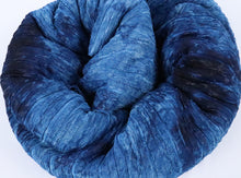 Load image into Gallery viewer, 58/60" Tie-Dyed Blue Polyester/Spandex Knit Hukuro Fabric with Stripes by the Yard
